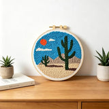 LACHLAND Punch Needle Kit Beginners, Landscape Stitching Kit for Adults&Teens DIY Embroidery Starter Craft with Yarn Needle Tool Easy Hobby Home Decor Gifts for Craft Lover (Cactus)