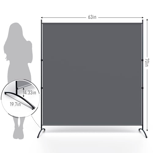 Room Divider 6ft Room Dividers and Folding Privacy Screens Partition Room Divider Fabric Panel, Indoor Wall Divider for Room Separation Freestanding Space Separators (Grey, 1 Panel) YASRKML