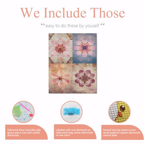 Kaleidoscope Floral pattern-107741 Diamond Painting Kits, DIY 5D Paint for Adults Kids, Full Drill Crystal Diamond Drawing Suitable for Home Wall Decoration Fhuyiks