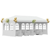 10x20 Outdoor Gazebo Wedding Party Tent Canopy Tent with 4 Removable Sidewalls,White FDW