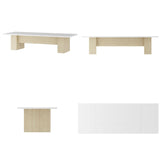 MOUMON Kitchen Dining Table for 8-10, 130 inch Wood Rectangular Kitchen Table, Large Long Dining Table with Wooden Frame, No Chairs, for Dining Room White and Oak(129.9”W x 47.2”D x 29.7”H) MOUMON