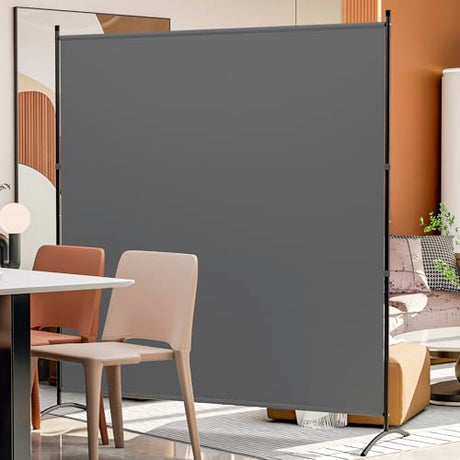 Room Divider 6ft Room Dividers and Folding Privacy Screens Partition Room Divider Fabric Panel, Indoor Wall Divider for Room Separation Freestanding Space Separators (Grey, 1 Panel) YASRKML