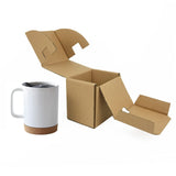 ARTONUSA 14 OZ Sublimation Mugs with Removeable Cork Bottom and Splash Proof Lid, Sublimation Coffee Mugs with Brown Mail Order Box,Case of 6 Pieces ARTONUSA