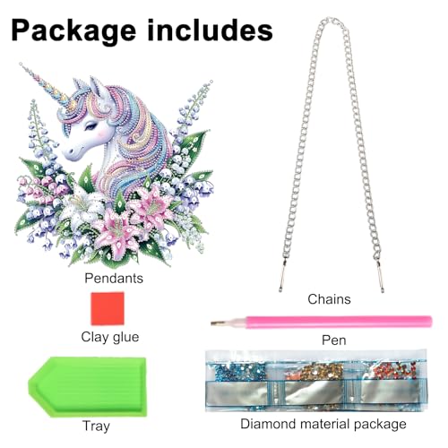 JISHSHAY Diamond Painting Hanging Unicorn Diamond Art Pendant Flower Gem Art Wind Chimes Gem Painting Hanging Pendant Mosaic Kits for Adults Windchimes Embroidery Kit Suncatchers Sun Catchers JISHSHAY