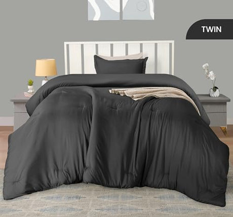 Twin Comforter Set 2 Piece Grey by Utopia Bedding, Comforters Twin Size, Bedding Comforters Sets, Down Alternative Soft Bed Set, 1 Comforter (64 x 88 inches) 1 Pillow Shams (20 x 26 inches)" Utopia Bedding