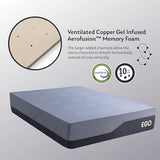 Copper Gel Memory Foam Mattress, 14 Inch Cal King Size Memory Foam Mattress, CertiPUR-US Certified, Bed in a Box, Black MLILY