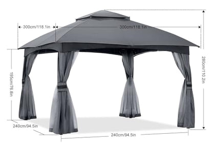 ABCCANOPY 10x10 Outdoor Gazebo - Patio Gazebo with Mosquito Netting, Outdoor Canopies for Shade and Rain for Lawn, Garden, Backyard & Deck (Dark Gray)