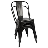 Furmax Metal Dining Chair Indoor-Outdoor Use Stackable Classic Trattoria Chair Chic Dining Bistro Cafe Side Metal Chairs Set of 4 (Black) Furmax