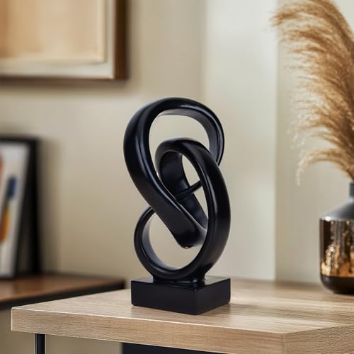 DOVDOV Abstract Black Knot Sculpture, Geometric Decor, Black Decorative Piece for Living Room Coffee Table or Bookshelf Top, Office Coffee Table or Entryway Console Decor. DOVDOV