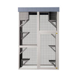 YOPTO 70.5" H Catio Outdoor Cat Enclosure,Cat House with Waterproof Roof and Large Enter Door,Wooden Shelter W/ 6 Jumping Platforms & 2 Napping Houses,Cats Cage for Walk in Kitten Kennel,Gray YOPTO