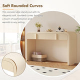 Modern Console Table with Drawers, Smooth Surface, Curved Design Entryway Table for Entrance, Hallway, Living Room (Apricot Cream) DREAMODERN