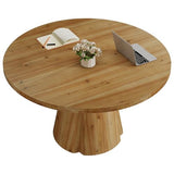 TRIBEWOOD 47.24" Solid Wood Conference Table, Rustic Round Meeting Table with Wooden Pedestal Base for 4-6 People, Small Seminar Table for Break Room, Office, Office Desk, Easy Assembly TRIBEWOOD