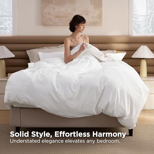 Bedsure Removable Cover with Comforter Duvet Insert Full - 4 Pieces White Prewashed Soft Bedding Set for All Seasons Use, Includes 1 Duvet Cover, 1 Comforter, 2 Pillow Shams Bedsure
