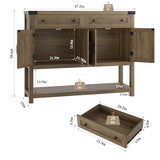 HOSTACK Buffet Sideboard Cabinet with Storage, 47.2‘’ Modern Farmhouse Coffee Bar with 2 Drawers, Barn Doors Console Table with Shelf for Kitchen, Dining Room, Living Room, Entryway (Rustic Brown) HOSTACK