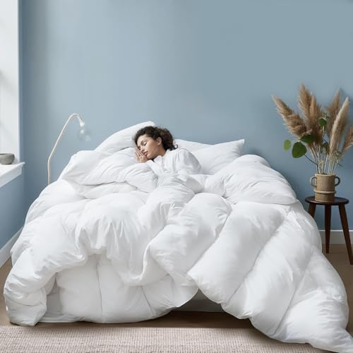 Bella Sonni® | Hotel-Quality All-Season Down Comforter King Size | Lightweight Yet Warm Duvet Insert for Hot Sleepers & Year-Round Use | No Cold Spots | 50-50 Down & Feather Fill | 750 Fill Power Bella Sonni