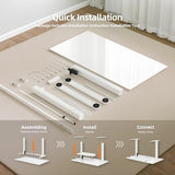 Claiks Glass Standing Desk with Drawers, 40×24 Inch Adjustable Stand Up Desk Quick Install Home Office Computer Desk, White Claiks