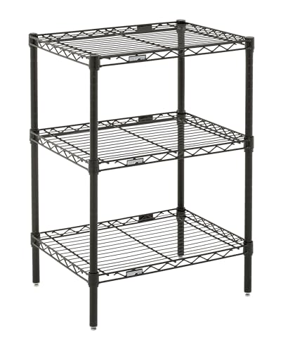 METRO Professional's Choice PCM182433BL Commercial Grade 3-Shelf Adjustable Wire Shelving Storage Unit for the Home, Kitchen, Garage, Bathroom, Office, Black, 18" W x 24" L x 33" H