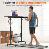 Hadulcet Small Standing Desk Adjustable Height, Mobile Stand Up Desk with Wheels, Portable Walking Pad Table Stand, Rolling Laptop Cart for Standing or Sitting, Black Hadulcet