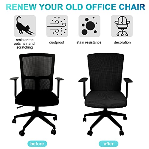 Tatuo 3 Pcs Computer Office Chair Cover Universal Rotating Chair Slipcovers Protector Removable Washable Office Armrest Covers with Zipper for High Back Seat Backrest(L,Waffle,Black) Tatuo