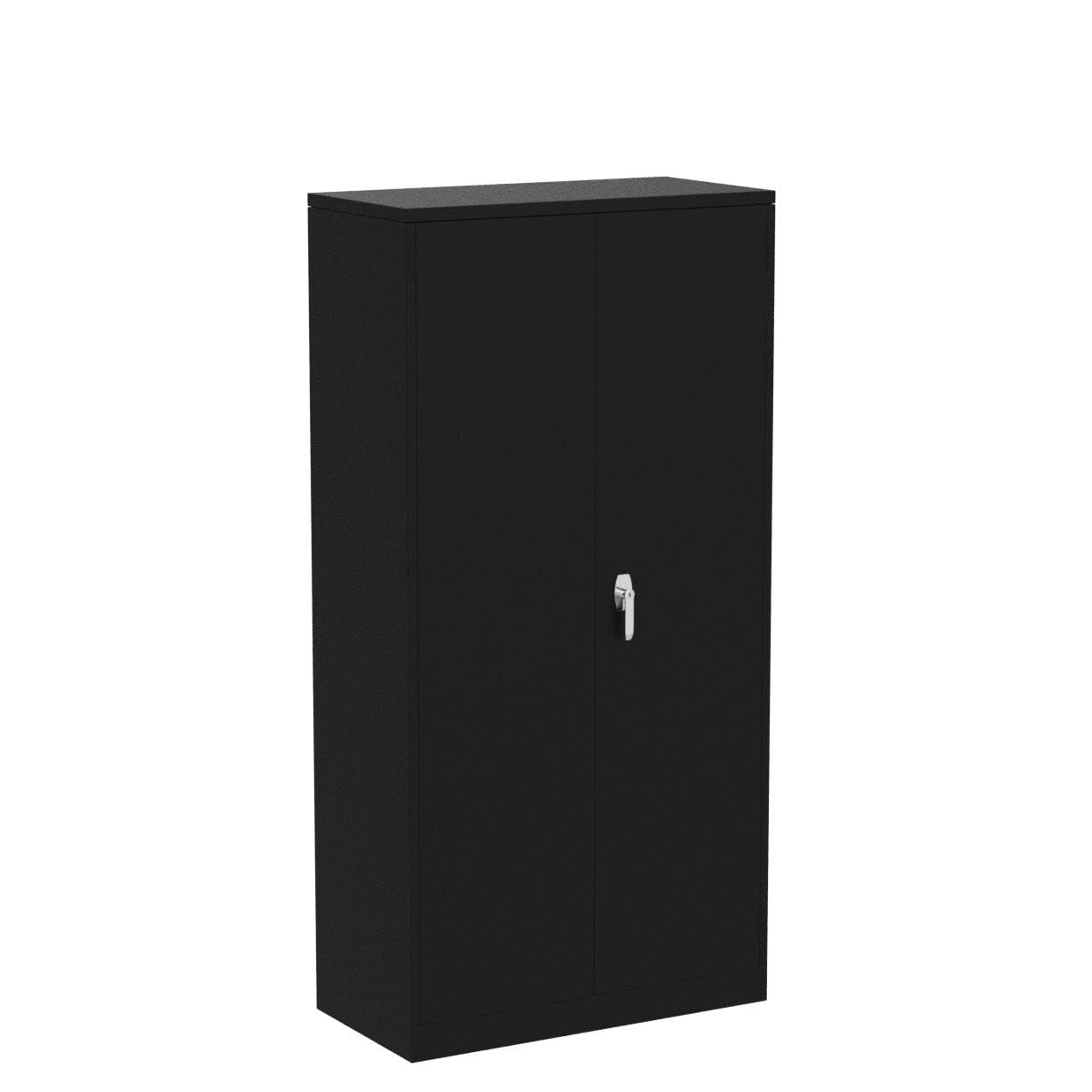 Majnesvon 72" Storage Cabinet Locking Metal Storage Cabinet with 4 Adjustable Shelves,Black Metal Cabinet with 2 Doors and Lock for Office, Garage, Home (Black) - WoodArtSupply