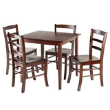 Winsome Groveland Square Dining Table, 4 Chairs, Antique Walnut Winsome