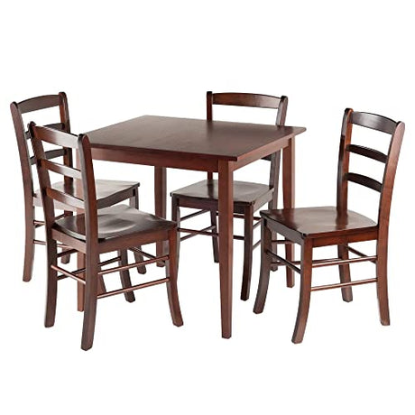 Winsome Groveland Square Dining Table, 4 Chairs, Antique Walnut Winsome