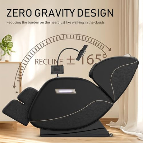 AYJOIR 2026 Massage Chair Full Body, Zero Gravity Massage Chair with 6 Fix Rollers and 12 Massage Heads and Full-Body Air Pressure, Heating, Foot Massage, Auto Modes, Speaker, Touch Screen Controller AYJOIR