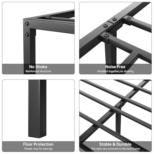 SunnyFurn Full Size Bed Frame,14 Inch Full Metal Platform Bed Frames, Heavy Duty Steel Slat, No Box Spring Needed, Mattress Foundation, Easy Assembly, No Noise and No Shaking SunnyFurn