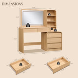 wow97e 50" Makeup Vanity Desk with 35.43" Mirror and Lights, Large 5 Drawers Makeup Table with Adjustable Shelves and Charging Station, 3 Lighting Modes for Women and Girls, Bedroom or Dorm, Natural wow97e