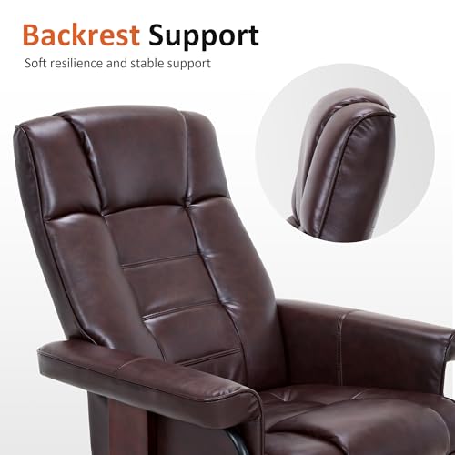 MCombo Manual Swivel Recliner with Ottoman, Chair Ottoman Set for RV Small Spaces, Living Room, Bedroom, Office 9019 4919 (Faux Leather, Dark Brown)