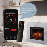 Modern Ember Uptown 23" Smart Electric Fireplace Insert, Alexa/WiFi Enabled - Includes Remote, 1,000 Sq Ft Electric Heater with Realistic Ember Bed & Log Set, Brick Background Modern Ember