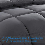 EASELAND Twin XL Down Alternative Comforter - Quilted Duvet Insert for All Seasons, Soft Lightweight with Corner Tabs, Summer Winter Warm Bedding, Dark Grey 68×92 Inches EASELAND