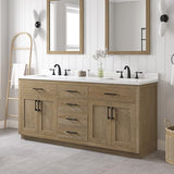 OVE Decors Bailey 72 in. W x 22 in. D x 34.5 in. H Bath Vanity in Driftwood Oak with White Engineered Quartz Top OVE Decors