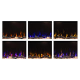 Modern Ember Wyman Linear Grey Stone Mantel Package with 50" Smart Electric Fireplace Heater Insert | Alexa/WiFi Enabled | Multi-Flame Colors & Brightness Modern Ember