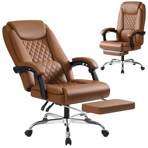 Homall Executive Home Office Chair with Lumbar Support,400lbs Adjustable Ergonomic High Back Office Chair Reclining Managerial Chair for Home Office (Brown) Homall