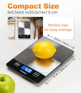 Atogou Food Scale - 33lb Digital Kitchen Scale Ounces Grams, Rechargeable & Full-View Display, Water-Resistant, Batteries or USB-C Charging, Stainless Steel, for Cooking, Meal Prep, Package (Black)