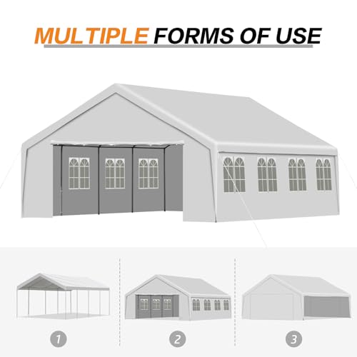 Aoodor 26 x 20 Ft Heavy-Duty Party Tent with Church Window Sidewalls, Waterproof & Weather-Resistant Large Marquee Tent for Parties, Wedding, Barbecues, Outdoor Events, White Aoodor