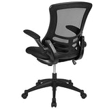 Flash Furniture Kelista Mid-Back Swivel Office Chair with Adjustable Seat Height, Ergonomic Mesh Desk Chair with Flip-Up Armrests, Black Flash Furniture