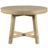 P PURLOVE Round Kitchen Table, Round Extendable Dining Table with 16" Leaf,Wood Dining Table Round,Natural Wood Wash Dinner Table P PURLOVE