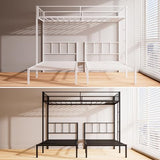 Mixcous Triple Bunk Bed Twin Over Twin Bunk Bed for 3, Guardrails and Ladder Metal Bunkbed, 3 Bed Teens and Adults, No Box Spring Needed, White Mixcous