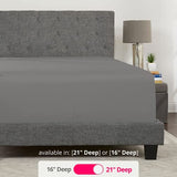 Twin Deep Pocket Fitted Sheet – Deep Pocket Twin Fitted Sheet – Microfiber Twin Size Fitted Sheets Only – Single Mattress Fitted Bed Sheet Set – Kids Bed Fitted Sheet for Boys / Girls 21 Inch Grey DeaLuxe