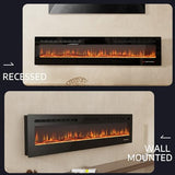 HOMTHING 70" Smart WiFi Electric Fireplace, Wall Mounted & Recessed, App & Remote Control, Ultra-Thin 750W/1500W Fireplace with Touch Screen, 12H Timer, 5 Realistic Flames, Log & Crystal (70" WiFi) HOMTHING