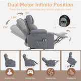 Power Lift Recliner Chair for Elderly, Electric Stand Assist Reclining Chair with Massage and Heat Function, Leather Living Room Furniture, Comfy Single Sofa with Cup Holders, Side Pockets, Gray BRTHORY