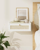 AEPOALUA Floating Nightstand,Wall Mounted Night Stand with Drawer,Small Floating Shelves,Floating Wood Bedside Table for Bedroom、Living Room、Bathroom(No Assembly) AEPOALUA