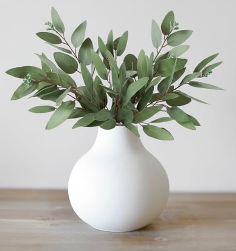 Carrot's Den White Round Vase - Minimalist Nordic, Japandi, Mid Century Modern Home Decor | Table Centerpiece, Wedding, Living Room, Bookshelf, Office, Modern Home, Entryway, Console (White) Carrot's Den