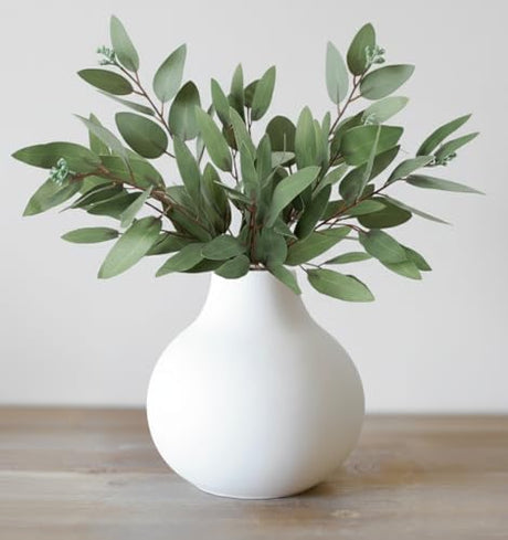 Carrot's Den White Round Vase - Minimalist Nordic, Japandi, Mid Century Modern Home Decor | Table Centerpiece, Wedding, Living Room, Bookshelf, Office, Modern Home, Entryway, Console (White) Carrot's Den