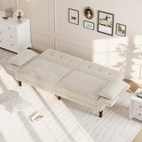 IDEALHOUSE 89" Futon Sofa Bed, Modern Chenille Sleeper Couch with Adjustable Backrest & Armrest, Convertible Futon Couch for Living Room Bedroom Apartments, Beige IDEALHOUSE