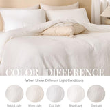 RENEWROOTS Off White Duvet Cover Queen Size, 100% Sandwashed Cotton Soft Queen Duvet Cover Set 3 Pieces with Zipper Clousre & Corner Buttons (Off White, Queen 90 x 90) RENEWROOTS
