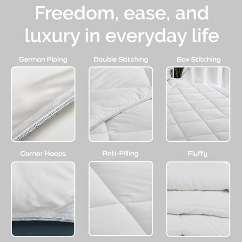 Bamtek 100% Viscose Derived from Bamboo Comforter, Cooling Comforter, Duvet Insert, Breathable, Extra Fluffy, Lightweight Comforters, King Size Bamtek