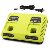 Energup 2Port 18V P117 Replace for Charger for Ryobi 18V Battery ONE+ P117 P118 for Ryobi 18V Max Lithium NiCd Battery P100 P102 P103 P105 P107 P108 Dual Chemistry 12-18V for Ryobi Battery Charger energup